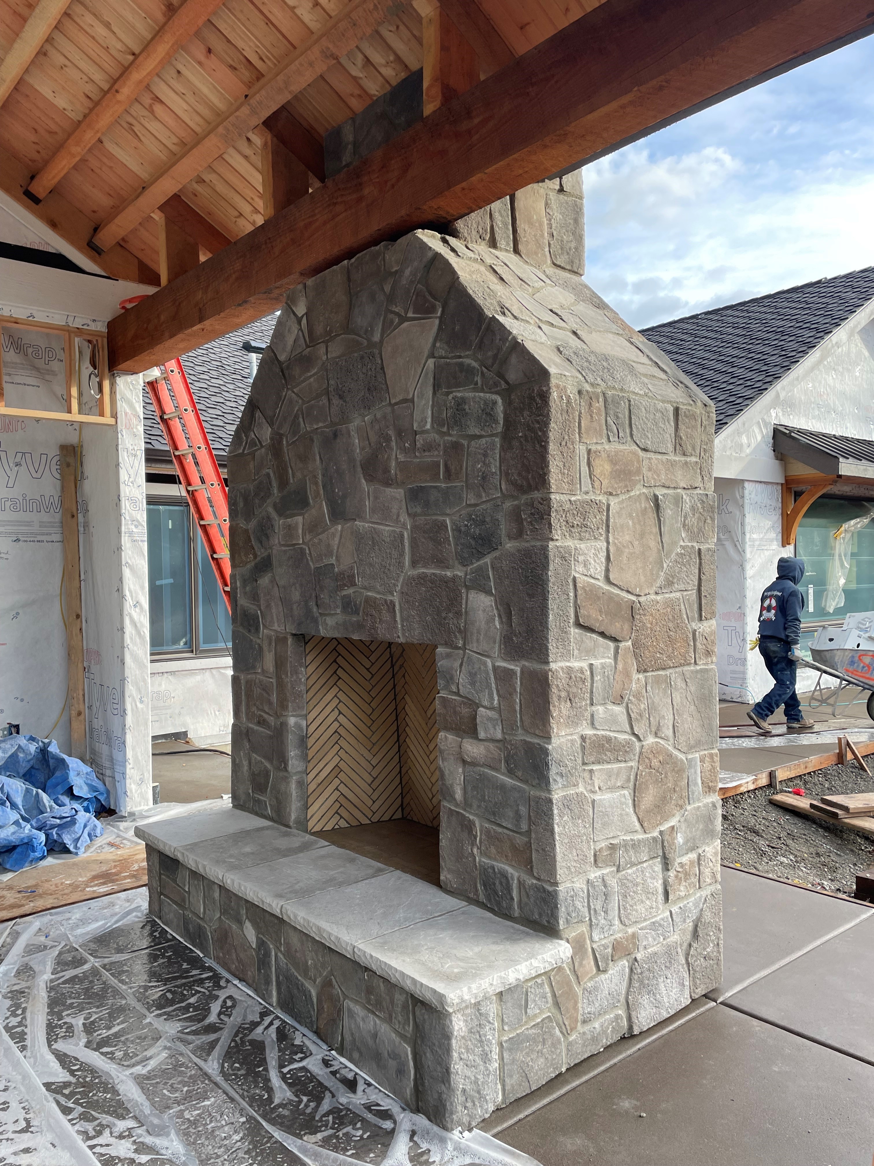 Cultured Stone Outdoor Woodburning Fireplace